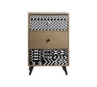 Rebecca Mobili Comodino 3 Cassetti, Comodino Salvaspazio, Legno MDF Metallo, Nero Marrone Bianco, per Camera da Letto Bagno - Misure HxLxP: 60,5 x 40 x 30 cm - Art. RE6908