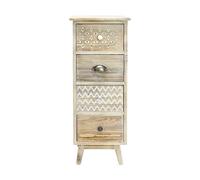 Rebecca Mobili Cassettiera Stretta Comodino 4 Cassetti in Legno Boho Shabby per