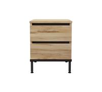 Rebecca Mobili Comodino Moderno, Tavolino da Notte Design, Rovere Chiaro Grigio Scuro, Truciolato Ferro, Stabile, con 2 Cassetti - Misure HxLxP: 49 x 40 x 35,5 cm - Art. RE7232