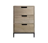 Rebecca Mobili Comodino Scandinavo, Comodino Moderno, Legno Metallo, con 3 Cassetti, Nero Marrone, Stile Industrial - Misure HxLxP: 53 x 35 x 30 cm - Art. RE6910
