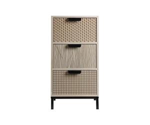 Rebecca Mobili Comodino Stile Industrial, Comodino Compatto, 3 Cassetti Incisi, Legno MDF Metallo, Nero Marrone, Design Scandinavo - Misure HxLxP: 59 x 30 x 25 cm - Art. RE6905
