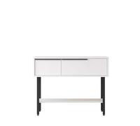 Rebecca Mobili Consolle da Ingresso con Specchio, Tavolo Consolle, Bianco Grigio Scuro, Truciolato Ferro Vetro, con 2 Ante, Design Scandinavo - Misure HxLxP: 76 x 100 x 29,5 cm - Art. RE7217