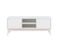 Rebecca Mobili Mobile Porta Tv, Credenza Bassa per Salotto, Bianco, Truciolato Nobilitato, con 2 Ante e 2 Ripiani, con Foro Passacavi - Misure HxLxP: 48 x 120 x 39,5 cm - Art. RE7066