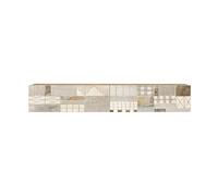 Rebecca Mobili Mobile TV Sospeso, Credenza Lunga Pensile, Bianco Rovere Chiaro, Truciolato, con 2 Ante Decorate, Stile Moderno - Misure HxLxP: 29,5 x 180 x 31,5 cm - Art. RE7219