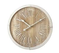 Rebecca Mobili Orologio A Muro, Orologi Design, Stile Retro, Bianco Marrone Chiaro, Legno Mdf, Numeri Romani, per Idea Regalo - Misure: 40 x 40 x 4,5 cm (HxLxP) - Art. RE6463