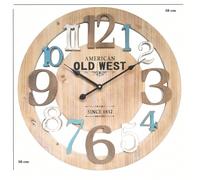Rebecca Mobili Orologio a Parete Legno Azzurro Bianco Rustico Rotondo 50x50x4,5 - DETTAGLI Misure: Ø 50 cm x P 4,5 cm - Materiale: Mdf, Plastica - Colore: Legno, Bianco, Azzurro, Nero - Cod. RE4992- P