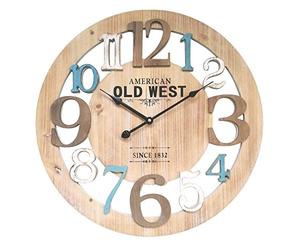 Rebecca Mobili Orologio da Muro Legno Celeste Bianco Design Urban Arredo Casa Ø 50 cm x P 4,5 cm (H x L x P) - Art. RE4992