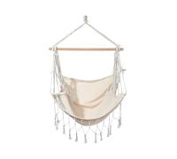 Rebecca Mobili Poltrona Sospesa, Sedia Altalena, Beige, Policone Canvas, per Giardino Veranda Salotto, Robusta, Kit Fissaggio Incluso - Misure HxLxP: 130 x 90 x 130 cm - Art. RE6696