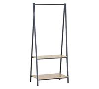 Rebecca Mobili Porta Abiti, Stand Appendiabiti Con 2 Ripiani, Metallo Truciolato, Nero Beige, Stile Moderno, Salvaspazio - Misure HxLxP: 150 x 64 x 40 cm - Art. RE6884