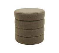 Rebecca Mobili Pouf Poggiapiedi con Contenitore, Pouf Rotondo Imbottito, Tessuto Poliestere MDF, Robusto, con Coperchio, per Salotto - Misure HxLxP: 40 x 37 x 37 cm - Art. RE7049