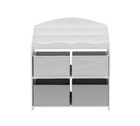 Scaffale per Giocattoli Portagiochi Bambini Bianco Grigio MDF con 4 Scatole