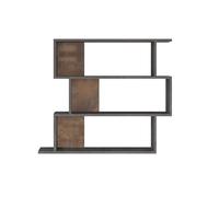 Rebecca Mobili Scaffale per Libri, Piccola Libreria Pensile, Grigio Effetto Cemento, Truciolato, con 4 Ripiani e 8 Vani, per Salotto Moderno - Misure HxLxP: 88 x 104 x 27 cm - Art. RE7224