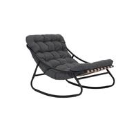 Rebecca Mobili Sedia a Dondolo da Esterno, Poltrona Relax Moderna, Grigio, Acciaio Poliestere, per Giardino Veranda, con Cuscino Imbottito - Misure HxLxP: 74 x 78 x 101 cm - Art. RE7179