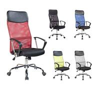 Rebecca Mobili Poltrona Sedia Scrivania Rosso Nera Ruote 113/123x57,5x58,5