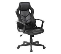 Rebecca Mobili Sedia Gaming, Poltrona Ufficio Nera, Pelle Sintetica Pvc, Con Ruote, Cameretta Studio - Misure (HxLxP): 106/118 x 60 x 61 cm - Art. RE6776