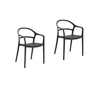 Rebecca Mobili Set 2 Sedie da Esterno, Sedie Impilabili, Nero, Polipropilene, Salvaspazio, Stile Moderno, per Casa o Giardino - Misure HxLxP: 81 x 57 x 51,5 cm - Art. RE7193V8M2