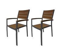 Rebecca Mobili Set 2 Sedie in Alluminio, Sedie da Esterno per Giardino, Grigio Scuro Marrone, Materiale Composito, per Balcone Casa, Sedie da Pranzo - Misure HxLxP: 89,5 x 56 x 60,5 cm - Art. RE6997