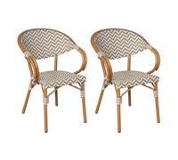 Rebecca Mobili Set 2 Sedie per Pranzo da Esterno, Poltroncine Impilabili, Marrone Bianco, in Alluminio, da Giardino - Misure HxLxP: 84 x 57 x 57 cm- Art. RE7260