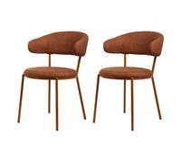 Rebecca Mobili Set 2 Sedie per Sala da Pranzo, Sedie Moderne, Tessuto Poliestere Acciaio, Arancione Scuro, Design Elegante - Misure HxLxP: 80,5 x 47,5 x 57,5 cm - Art. RE7031