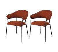 Rebecca Mobili Set 2 Sedie per Salotto, Sedie Eleganti, Tessuto Poliestere Acciaio, Arancione Scuro Nero, Stabili, Confortevoli - Misure HxLxP: 82,5 x 57 x 56,5 cm - Art. RE7021