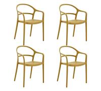Rebecca Mobili Set 4 Sedie Impilabili, Sedie con Braccioli, Giallo Senape, Polipropilene, Design Moderno, per Casa o Giardino - Misure HxLxP: 81 x 57 x 51,5 cm - Art. RE7193V7M4