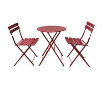 Rebecca Mobili Set Bistrot Tavolo Con 2 Sedie, Set Da Giardino, Rosso, Acciaio, Pieghevole, Per Balcone Terrazzo - Misure HxLxP: 71 x 60 x 60 cm - Art. RE6828