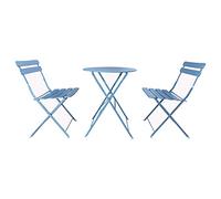 Rebecca Mobili Set Tavolino Con 2 Sedie Da Balcone, Set Bistro, Azzurro, Acciaio, Anti Ruggine, Per Giardino Terrazzo - Misure HxLxP: 71 x 60 x 60 cm - Art. RE6830