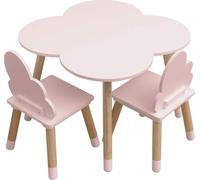 Rebecca Mobili Set Tavolo e 2 Sedie per Bambini, per Arredo Cameretta Stanza dei Giochi, Rosa Marrone, MDF Pino - Dimensioni: 44 x 60 x 60 cm / 50 x 25 x 25 cm - Art. RE6899