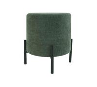 Rebecca Mobili Sgabello Moderno, Pouf Poggiapiedi Basso, Verde Scuro, Tessuto Poliestere Acciaio, Imbottito, Rotondo, per Salotto - Misure HxLxP: 43,5 x 38 x 38 cm - Art. RE7060