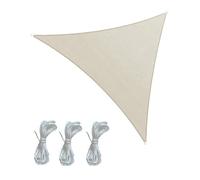 Rebecca Mobili Telo Ombreggiante Triangolare, Tenda a Vela Impermeabile, Bianco Crema, Poliestere, con Anelli e Corde, per Giardino Terrazzo - Misure: 5x5x5 mt - Art. RE6974