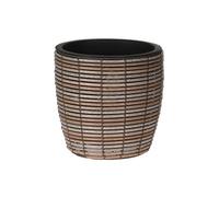 Rebecca Mobili Vaso Tondo Da Esterno, Fioriera Da Balcone, Marrone, Polietilene, Con Vaso Interno, Per Casa Esterno - Misure: H 36 x Ø 40 cm - Art. RE6877