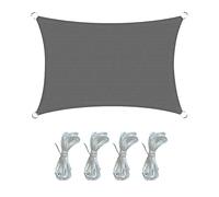 Rebecca Mobili Vela Ombreggiante Rettangolare, Tenda Vela Da Esterno, Grigio Scuro, Polietilene Hdpe, Corde Incluse, Per Casa Bar Ristoranti - Misure: 3x4 mt - Art. RE6817