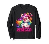 Rebecca Personalizzato Nome Colorato Unicorno Donne Ragazze Maglia a Manica