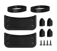 REBECCAGIBSON 2 pezzi 26 x 12 cm nero rete portaoggetti auto con 4 fegato posteriore piccolo gancio, rete universale autoadesiva per auto, borsa a rete, organizer per veicoli, barche, camper