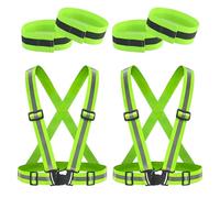 REBECCAGIBSON 2 Pezzi Gilet Catarifrangente, Gilet Riflettente ad Alta Visione, Gilet di Sicurezza Riflettente, con 2 bracciali Riflettenti, Regolabile, Leggero ed Elastico, per Corsa, Bicicletta