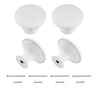 REBECCAGIBSON 4 Pezzi Bianco Pomelli mobili 30 mm con viti 2,5cm e 4,5 cm,Ergonomici a forma fungo in lega zinco,Pomelli Rotondi Mobili,Maniglie Forma Fungo Pomelli Mobile,per cucina