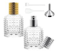 REBECCAGIBSON 50ml Boccetta Profumo Ricaricabile, 2 Pz Vetro Nebulizzatore Profumo con 3 Accessori, Flaconi Spray Viaggio in Vetro per Viaggiare, Festa, Vita Quotidiana