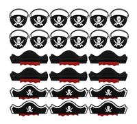 REBECCAGIBSON Set da 24 pezzi pirata compleanno per bambini, con 12 cappelli da pirata, 12 lembi per gli occhi, pirata, accessori per Halloween, giochi di ruolo