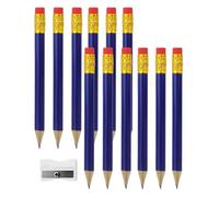 REBECCAHOWARD 12 matite in legno con coltello, matite a pressione blu, mini matite HB, durevoli e confortevoli, piccole matite esagonali corte, per bambini, studenti