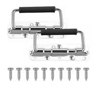 REBECCAHOWARD 2 pezzi manici pieghevoli, maniglia per valigia, maniglie pieghevoli a molla, 140 mm, in acciaio inox, con 10 viti, per valigie, cassette degli attrezzi, scatole di imballaggio