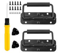 REBECCAHOWARD 2 Pezzi Maniglie molla con viti, Cacciavite a doppio scopo e Angolo avvolgimento, Nero con Impugnatura in gomma isolata, Maniglie a Molla Scatola Maniglie Pieghevoli,per Cassetta