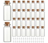 REBECCAHOWARD 30 mini bottiglie di vetro con tappo di sughero e 32 unghie degli occhi di pecora, 10 ml flaconcini di vetro da riempire, piccoli barattoli per spezie, per bomboniere