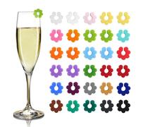REBECCAHOWARD 30 Pezzi Segnabicchieri Silicone,Segna Bicchieri Calici,Segnabicchieri Colorati per bicchieri, bicchieri da birra, marcatura di vetro reversibili, per feste, bicchieri da vino