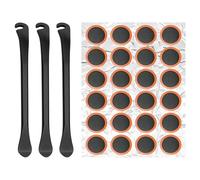 REBECCAHOWARD Set di 3 Leve per Pneumatici in Metallo, Leva Gomme Bicicletta, Levagomme Bici, Leve Smontagomme Bici, Stabile, Strumenti di Riparazione Pneumatici per Bici, con 24 Toppe Rotonde