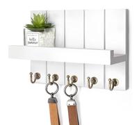 Rebee Vision Portachiavi da parete, organizer decorativo per posta, montaggio a parete, con 5 ganci per chiavi, per appartamenti moderni in fattoria, decorazione per la casa per il soggiorno (bianco