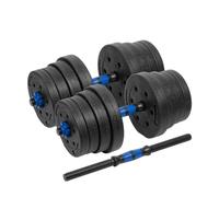 REBEL ACTIVE RBA-2301 - Set di manubri in bitume con barra di collegamento, 2 x 15 kg