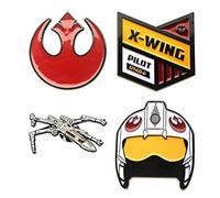 Rebel Alliance Symbol And X- Wing Fighter, Original Artwork - Enamel Base Metal Pin Set