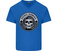 Rebel Cafe Racer Biker Moto Uomo T-Shirt In Cotone A V