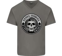 Rebel Cafe Racer Biker Moto Uomo T-Shirt In Cotone A V