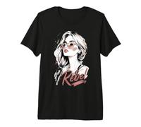 Rebel Chic Moda Ritratto Illustrazione Stile Minimalista Maglietta Premium